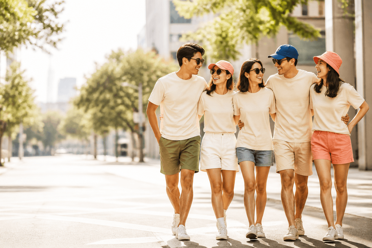 Nhóm bạn mặc áo Happy Sunday